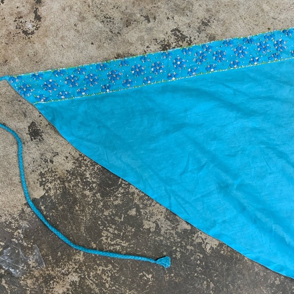 NWT Turquoise Beaded Sarong Swimsuit Beach Cover Up Bathing Suit Bikini Wrap OBO - Picture 6 of 10